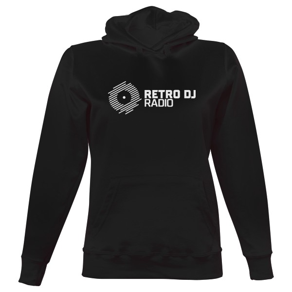 Dámská mikina s kapucí, černá, velké bílé logo