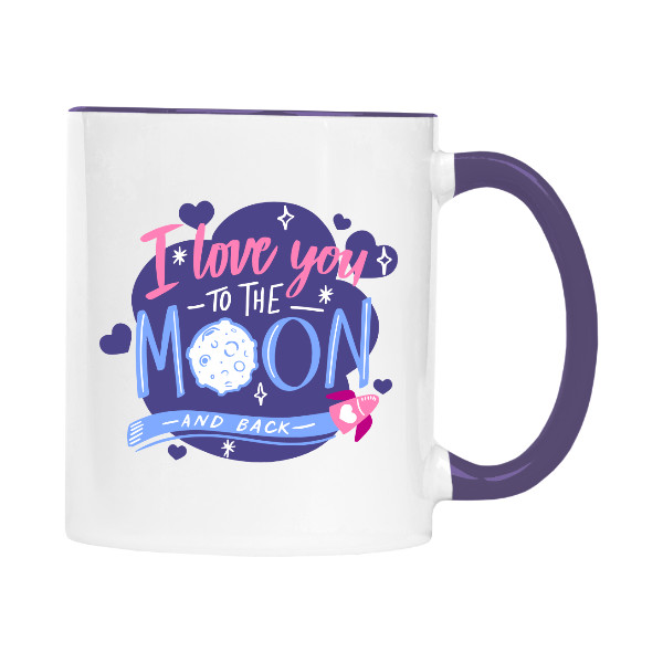 Hrnek malý barevný s potiskem To the moon and back